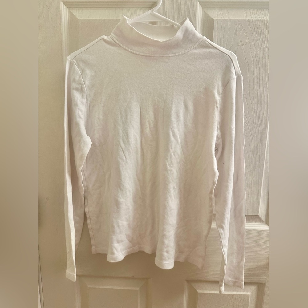 Laura Scott White Long Turtleneck Sleeve Shirt - M